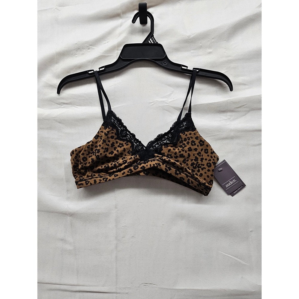 Auden Womens Unlined Triangle Bralette Brown Nylon Blend Casual Size Medium